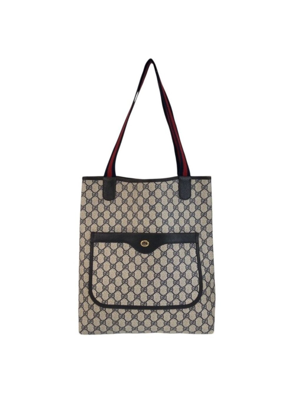 Gucci Vintage Sherry Line Gray GG Supreme Canvas Tote Shoulder Bag
